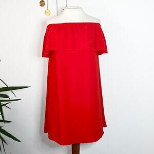 Wilfred Aritzia Extra Extra Small Red Neuchatel Off-The-Shoulder Ruffle Dress